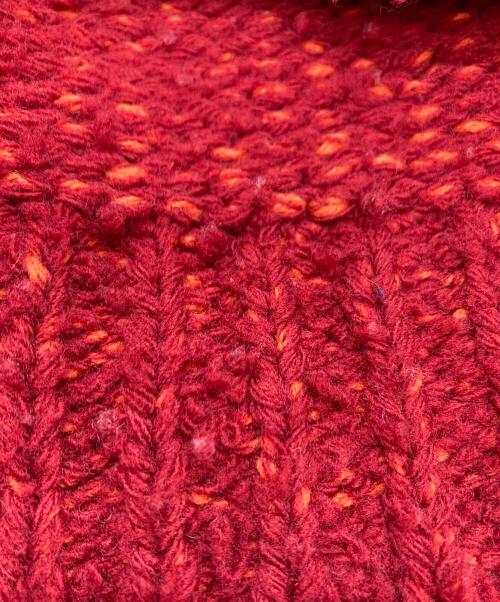 minami anderson（ミナミ アンダーソン）MINAMI ANDERSON (ミナミ アンダーソン) FRENCH MERINO ROOP SHAGGY CARDIGAN レッド サイズ:Mの古着・服飾アイテム