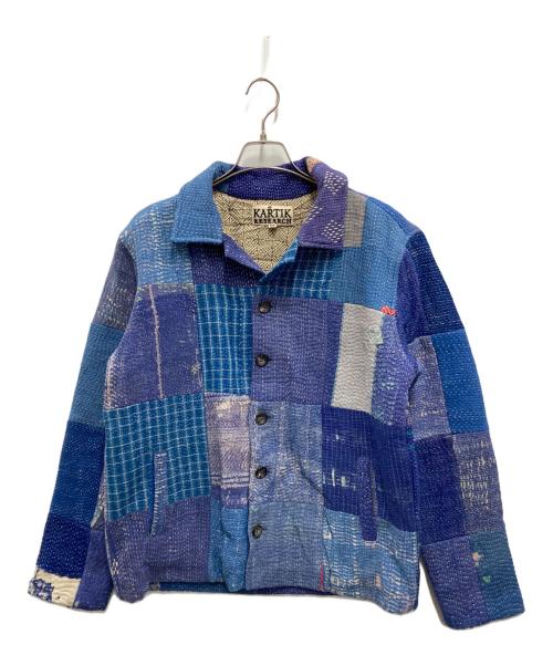 KARTIK RESEARCH（カーティックリサーチ）KARTIK RESEARCH (カーティックリサーチ) パッチワークシャツジャケット ブルー サイズ:Mの古着・服飾アイテム