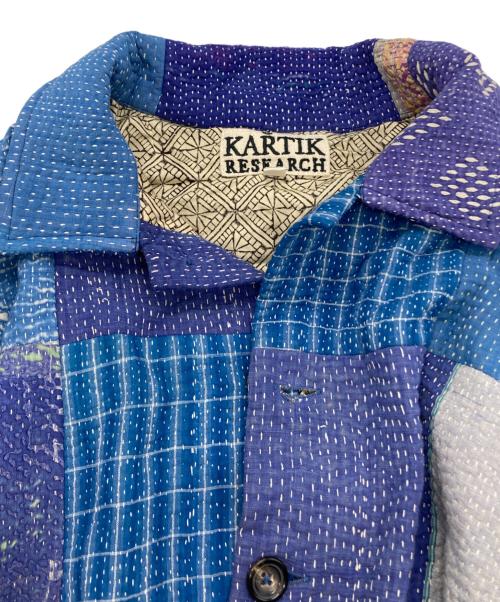 KARTIK RESEARCH（カーティックリサーチ）KARTIK RESEARCH (カーティックリサーチ) パッチワークシャツジャケット ブルー サイズ:Mの古着・服飾アイテム