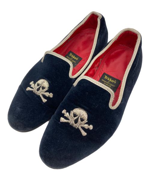 Tricker's（トリッカーズ）Tricker's (トリッカーズ) スカル ベロア シューズ ネイビー サイズ:記載なしの古着・服飾アイテム