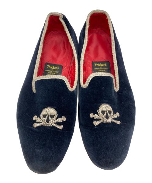 Tricker's（トリッカーズ）Tricker's (トリッカーズ) スカル ベロア シューズ ネイビー サイズ:記載なしの古着・服飾アイテム