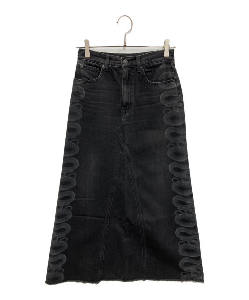 Hysteric Glamour（ヒステリックグラマー）Hysteric Glamour (ヒステリックグラマー) SNAKE LOOP リメイク デニムスカート ブラック サイズ:25の古着・服飾アイテム