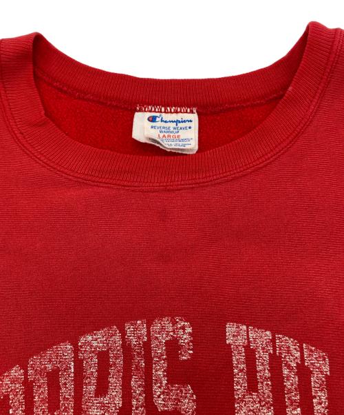 Champion REVERSE WEAVE（チャンピオン リバース ウィーブ）Champion REVERSE WEAVE (チャンピオン リバース ウィーブ) 3段プリント スウェット レッド サイズ:Ｌの古着・服飾アイテム