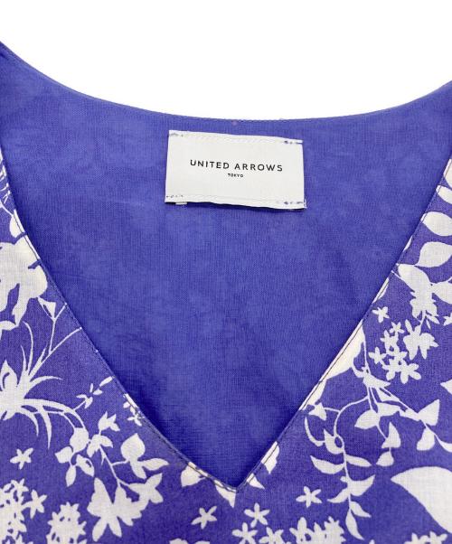 UNITED ARROWS（ユナイテッドアローズ）UNITED ARROWS (ユナイテッドアローズ) コットンフラワーマキシワンピース ブルー×ホワイト サイズ:36の古着・服飾アイテム