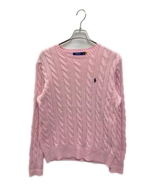 POLO RALPH LAUREN（ポロ・ラルフローレン）POLO RALPH LAUREN (ポロ・ラルフローレン) ケーブルニット ピンク サイズ:Sの古着・服飾アイテム
