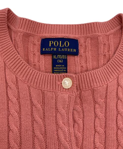 POLO RALPH LAUREN（ポロ・ラルフローレン）POLO RALPH LAUREN (ポロ・ラルフローレン) ミニケーブルニットカーディガン ピンク サイズ:XLの古着・服飾アイテム