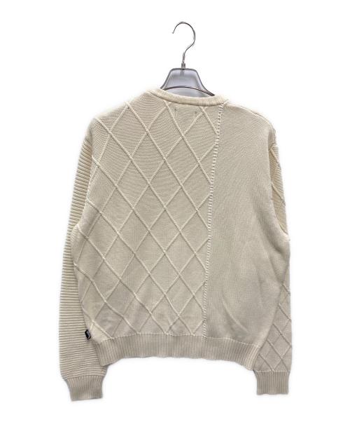 stussy（ステューシー）stussy (ステューシー) パッチワーク クルーネックニット アイボリー サイズ:Mの古着・服飾アイテム