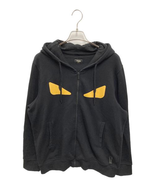 FENDI（フェンディ）FENDI (フェンディ) バックバグズ ジップアップ スウェットパーカー ブラック サイズ:52の古着・服飾アイテム