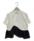 HeRIN.CYEヘリンドットサイ）の古着「Frill hem ponte tops」｜ホワイト