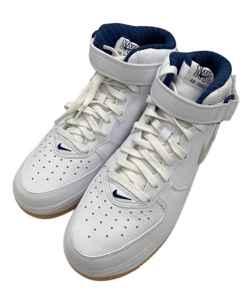 NIKE（ナイキ）NIKE (ナイキ) AIR FORCE 1 MID QS COOL GREY NYC ホワイト×ネイビー サイズ:27cmの古着・服飾アイテム
