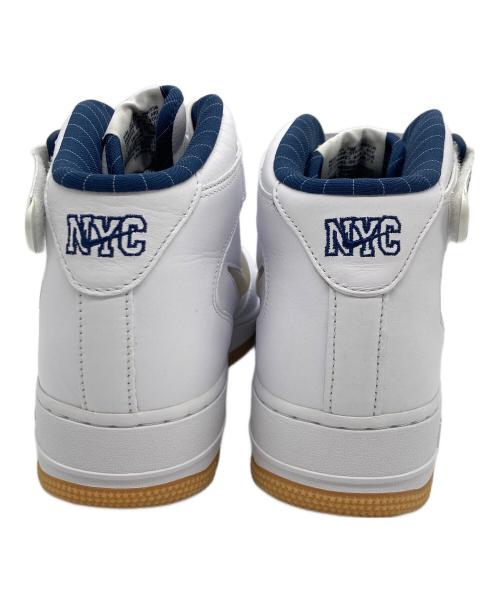 NIKE（ナイキ）NIKE (ナイキ) AIR FORCE 1 MID QS COOL GREY NYC ホワイト×ネイビー サイズ:27cmの古着・服飾アイテム