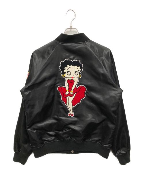 SUPREME（シュプリーム）Supreme (シュプリーム) BETTY BOOP (ベティー・ブープ) Satin Club Jacket ブラック サイズ:Mの古着・服飾アイテム