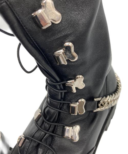 Christian Louboutin（クリスチャン・ルブタン）Christian Louboutin (クリスチャン・ルブタン) Horse Guardsチェーンレザーブーツ ブラック サイズ:36の古着・服飾アイテム