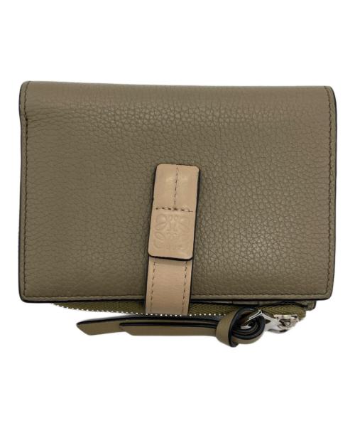 LOEWE（ロエベ）LOEWE (ロエベ) スリムジップ バイフォールド ベージュ×カーキの古着・服飾アイテム