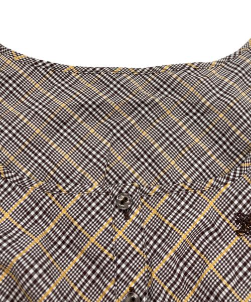 BURBERRY BLUE LABEL（バーバリー ブルー レーベル）BURBERRY BLUE LABEL (バーバリー ブルー レーベル) パフスリーブノヴァチェック柄トップス ベージュ×イエロー サイズ:38の古着・服飾アイテム