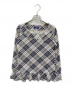 BURBERRY BLUE LABELバーバリー ブルー レーベル）の古着「ノバチェック柄裾フリルチュニックカットソー」｜ネイビー×ベージュ