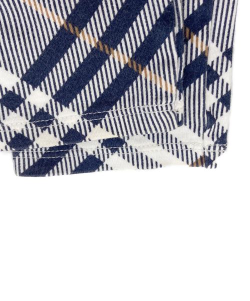BURBERRY BLUE LABEL（バーバリー ブルー レーベル）BURBERRY BLUE LABEL (バーバリー ブルー レーベル) ノバチェック柄裾フリルチュニックカットソー ネイビー×ベージュ サイズ:38の古着・服飾アイテム