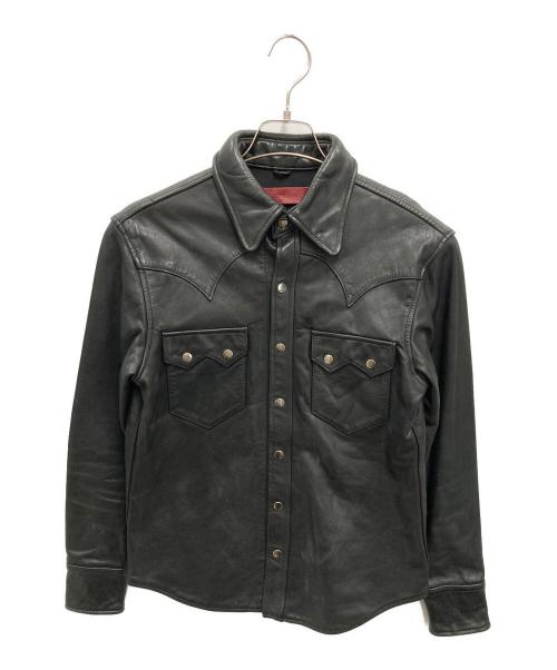 squadron（スクアドロン）squadron (スクアドロン) 【古着】レザーウエスタンシャツジャケット ブラック サイズ:36の古着・服飾アイテム