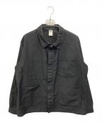 confiance textileコンフィアントテキスタイル）の古着「【古着】ブラックモールスキンユーロワークジャケット」｜ブラック