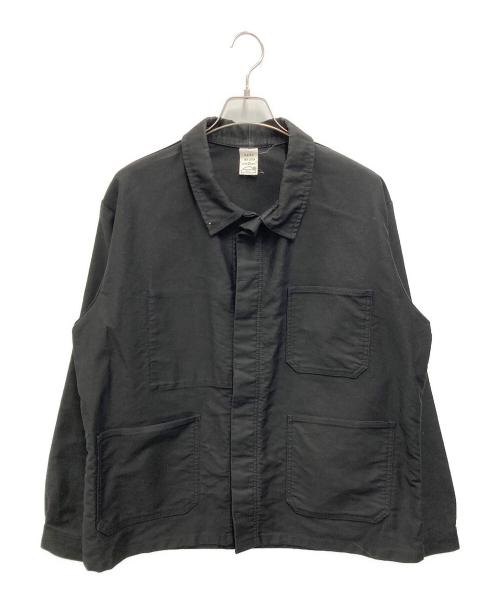 confiance textile（コンフィアントテキスタイル）CONFIANCE TEXTILE (コンフィアントテキスタイル) 【古着】ブラックモールスキンユーロワークジャケット ブラック サイズ:52/54の古着・服飾アイテム