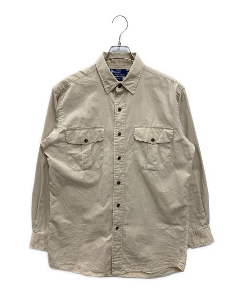 POLO RALPH LAUREN（ポロ・ラルフローレン）POLO RALPH LAUREN (ポロ・ラルフローレン) エルボーパッチシャツ ベージュ サイズ:Mの古着・服飾アイテム