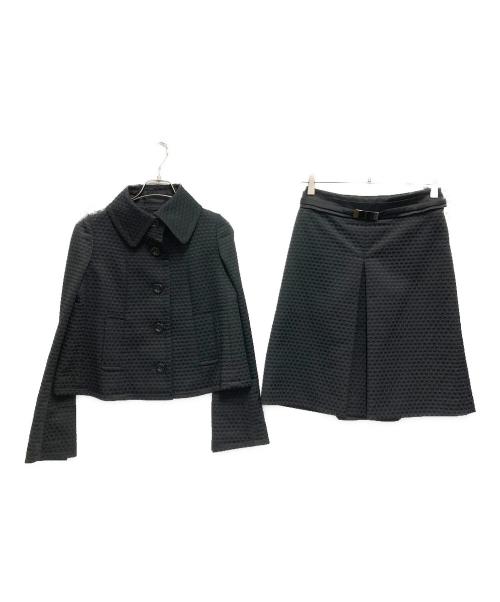 BURBERRY（バーバリー）BURBERRY (バーバリー) 裏地チェック ジャケット スカートセットアップ ブラック サイズ:38の古着・服飾アイテム