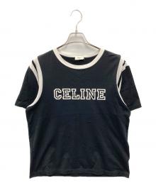 CELINE（セリーヌ）の古着「コットンジャージー セリーヌフロック ルーズTシャツ」｜ホワイト×ブラック