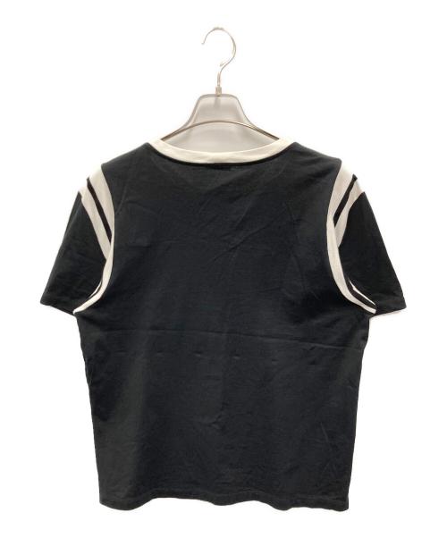 CELINE（セリーヌ）CELINE (セリーヌ) コットンジャージー セリーヌフロック ルーズTシャツ ホワイト×ブラック サイズ:Lの古着・服飾アイテム