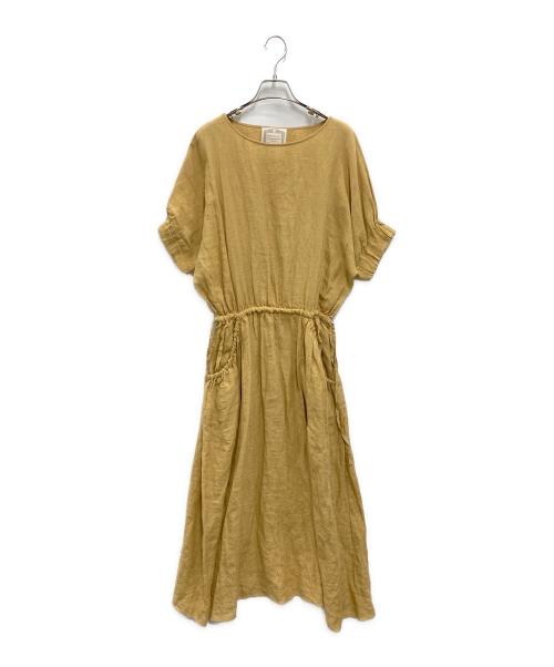 BEARDSLEY（ビアズリー）BEARDSLEY (ビアズリー) リネンバルーンポケワンピース イエロー サイズ:FREEの古着・服飾アイテム