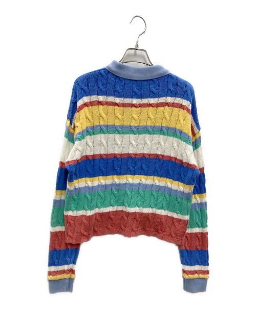 POLO RALPH LAUREN（ポロ・ラルフローレン）POLO RALPH LAUREN (ポロ・ラルフローレン) ロングスリーブボーダークロップドニットポロ ブルー サイズ:XS 未使用品の古着・服飾アイテム