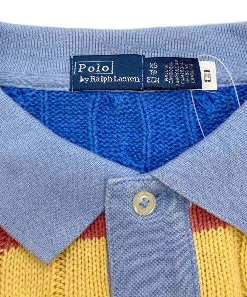 POLO RALPH LAUREN（ポロ・ラルフローレン）POLO RALPH LAUREN (ポロ・ラルフローレン) ロングスリーブボーダークロップドニットポロ ブルー サイズ:XS 未使用品の古着・服飾アイテム