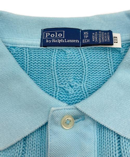 POLO RALPH LAUREN（ポロ・ラルフローレン）POLO RALPH LAUREN (ポロ・ラルフローレン) ロングスリーブケーブルニットポロ ブルー サイズ:XSの古着・服飾アイテム
