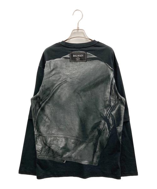 BALMAIN（バルマン）BALMAIN (バルマン) グラフィックレイヤードカットソー ブラック サイズ:XSの古着・服飾アイテム
