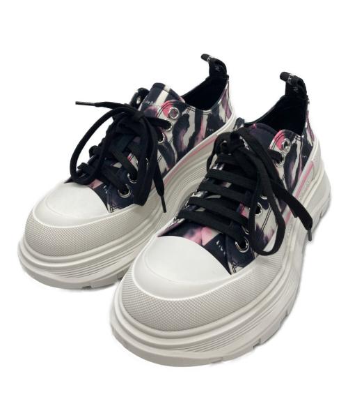 ALEXANDER McQUEEN（アレキサンダーマックイーン）ALEXANDER McQUEEN (アレキサンダーマックイーン) Tread Slick Lace Up 'Watercolour Graffiti' ブラック×ピンク サイズ:SIZE 37の古着・服飾アイテム