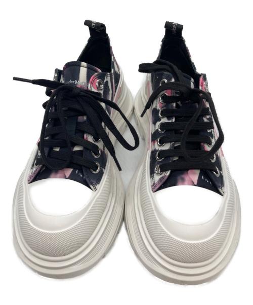 ALEXANDER McQUEEN（アレキサンダーマックイーン）ALEXANDER McQUEEN (アレキサンダーマックイーン) Tread Slick Lace Up 'Watercolour Graffiti' ブラック×ピンク サイズ:SIZE 37の古着・服飾アイテム
