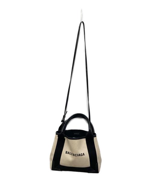 BALENCIAGA（バレンシアガ）BALENCIAGA (バレンシアガ) NAVY CABAS XS ホワイト×ブラックの古着・服飾アイテム