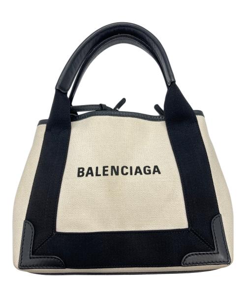 BALENCIAGA（バレンシアガ）BALENCIAGA (バレンシアガ) NAVY CABAS XS ホワイト×ブラックの古着・服飾アイテム