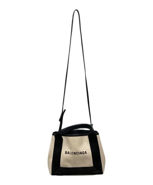 BALENCIAGA（バレンシアガ）BALENCIAGA (バレンシアガ) NAVY CABAS XS ホワイト×ブラックの古着・服飾アイテム