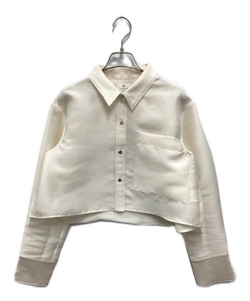 LANVIN en Bleu（ランバンオンブルー）LANVIN en Bleu (ランバンオンブルー) シルキーダブルクロスショートシャツ アイボリー サイズ:SIZE 38の古着・服飾アイテム