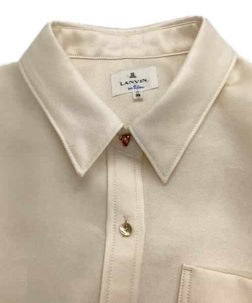LANVIN en Bleu（ランバンオンブルー）LANVIN en Bleu (ランバンオンブルー) シルキーダブルクロスショートシャツ アイボリー サイズ:SIZE 38の古着・服飾アイテム