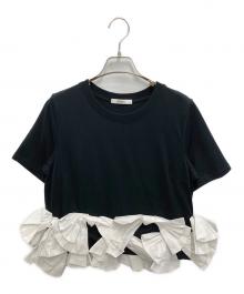 Snidel（スナイデル）の古着「リボンドッキングTシャツ」｜ブラック