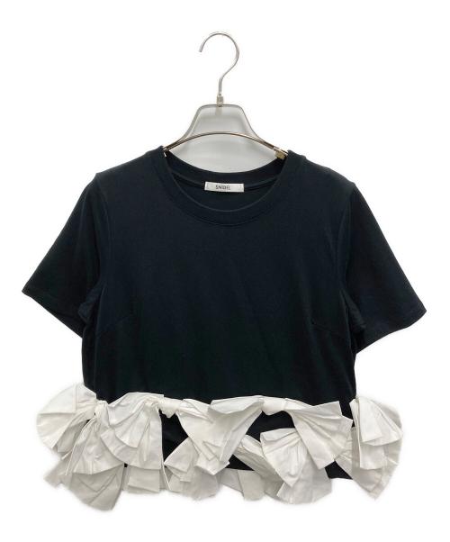 Snidel（スナイデル）Snidel (スナイデル) リボンドッキングTシャツ ブラック サイズ:FREE 未使用品の古着・服飾アイテム