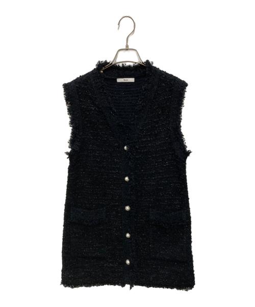 Rene（ルネ）Rene (ルネ) ツイードニットジレ ブラック サイズ:36の古着・服飾アイテム