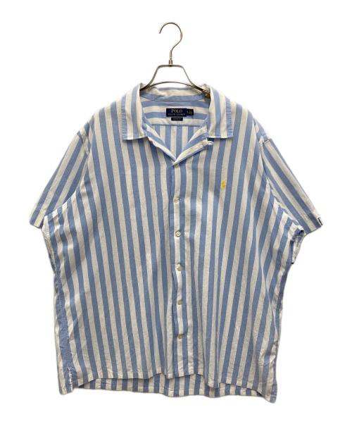 POLO RALPH LAUREN（ポロ・ラルフローレン）POLO RALPH LAUREN (ポロ・ラルフローレン) CLASSIC FIT 半袖ストライプシャツ ブルー×ホワイト サイズ:XLの古着・服飾アイテム