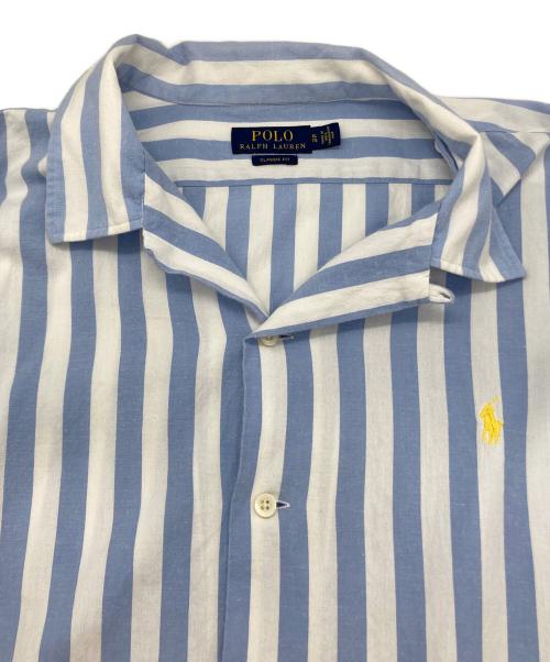 POLO RALPH LAUREN（ポロ・ラルフローレン）POLO RALPH LAUREN (ポロ・ラルフローレン) CLASSIC FIT 半袖ストライプシャツ ブルー×ホワイト サイズ:XLの古着・服飾アイテム
