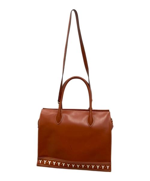 Yves Saint Laurent（イヴサンローラン）Yves Saint Laurent (イヴサンローラン) Yカットアウト2WAYトートバッグ ブラウンの古着・服飾アイテム