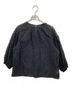 BALLSEYボールジィ）の古着「フラワーカットジャカード パフスリーブブラウス」｜ブラック