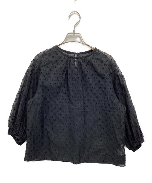 BALLSEY（ボールジィ）BALLSEY (ボールジィ) フラワーカットジャカード パフスリーブブラウス ブラック サイズ:SIZE 36の古着・服飾アイテム
