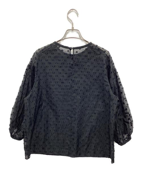 BALLSEY（ボールジィ）BALLSEY (ボールジィ) フラワーカットジャカード パフスリーブブラウス ブラック サイズ:SIZE 36の古着・服飾アイテム