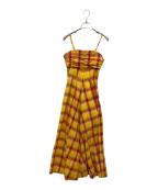 DELIYデリー）の古着「cotton madras check ドレス」｜オレンジ